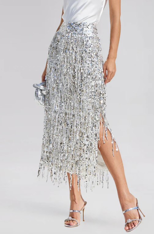 Dazzle Sequin Fringe Skirt