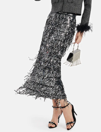Dazzle Sequin Fringe Skirt