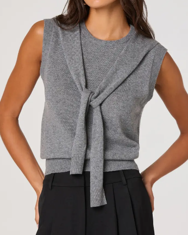 Comfy Scarf Knit Sleeveless Sweater