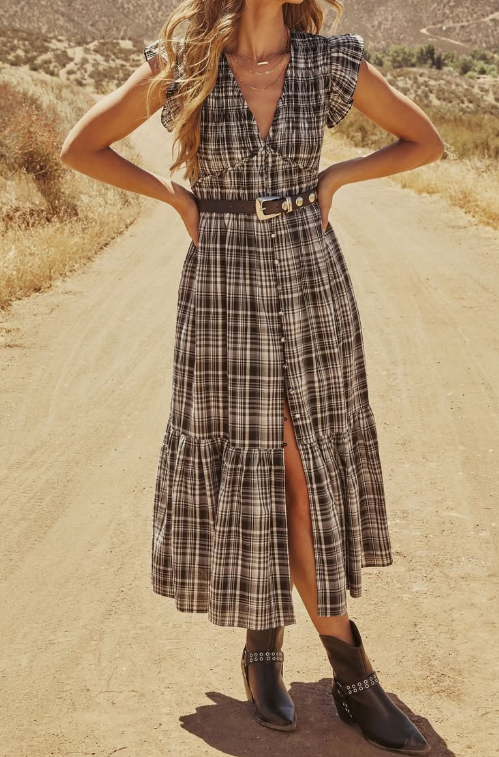 Plaid Western Style Dress