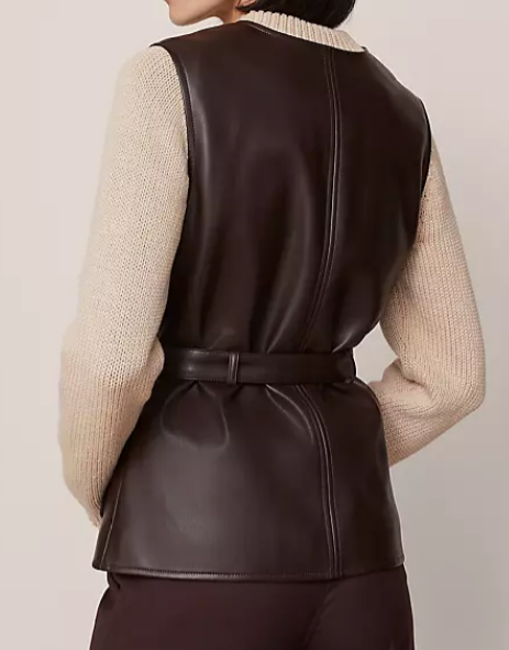 Chic Leather Vest Jacket With Zip