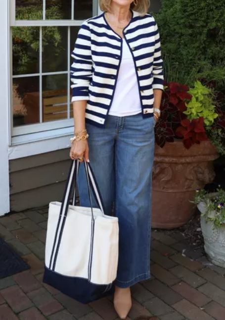 The Navy Striped Cardigan With Pockets