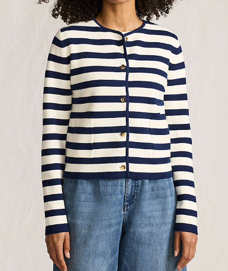 The Navy Striped Cardigan With Pockets