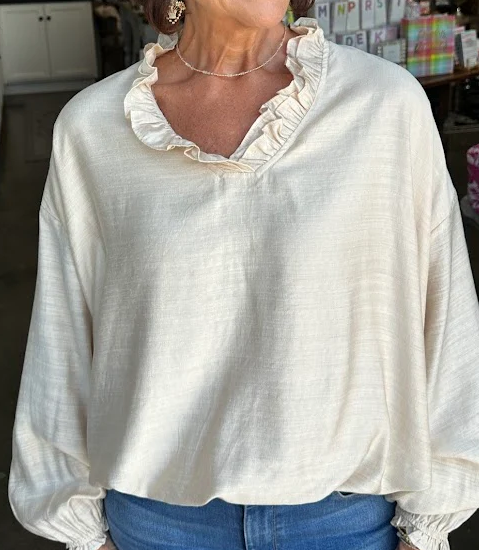 Ruffed Bubble Hem Blouse