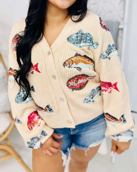 Fish Sequin Cardigan