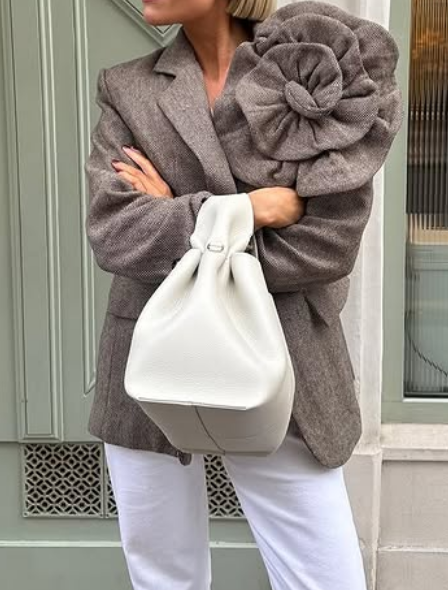 Classy Flower Tweed Blazer