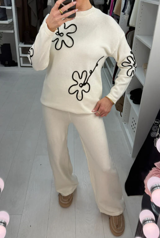 Chic Flower Knit 2pc Set