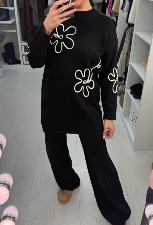 Chic Flower Knit 2pc Set