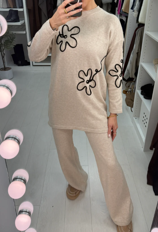 Chic Flower Knit 2pc Set