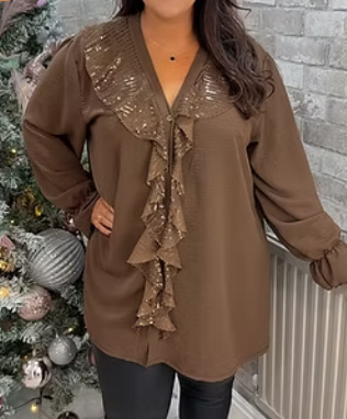 Chiffon Sequin Holiday Blouse