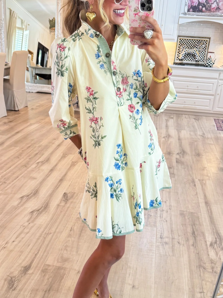 Cream Floral Dress