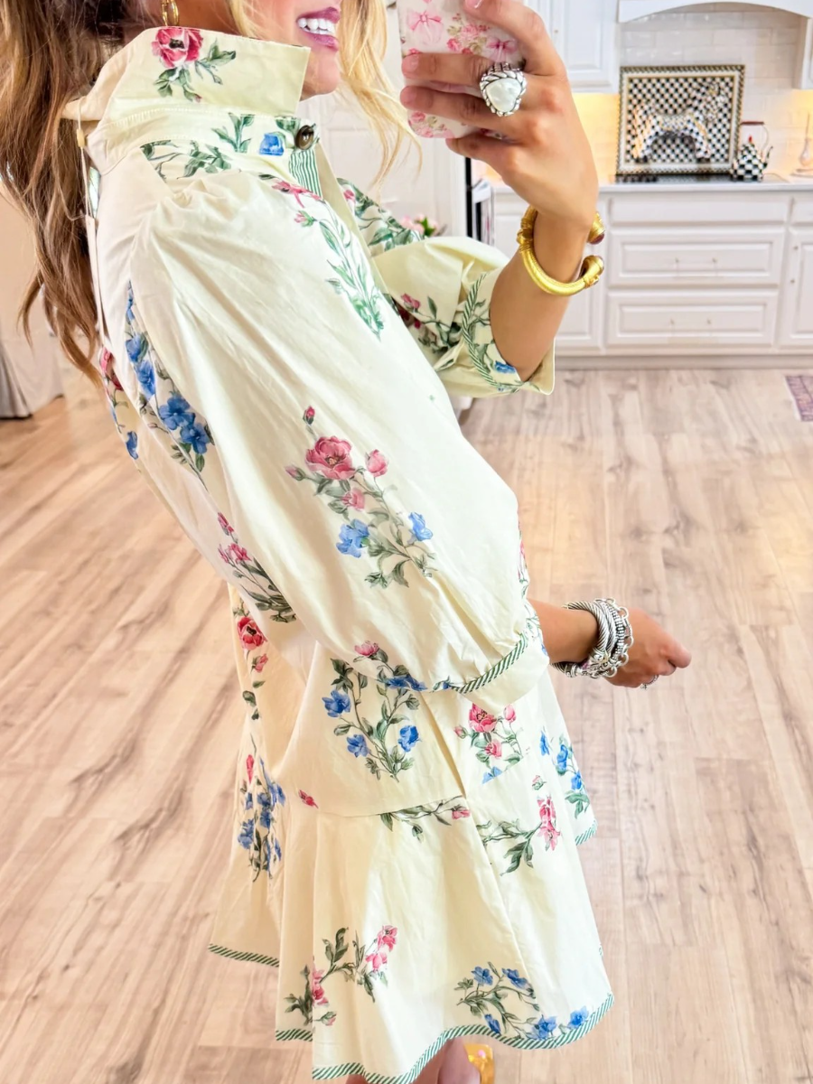 Cream Floral Dress