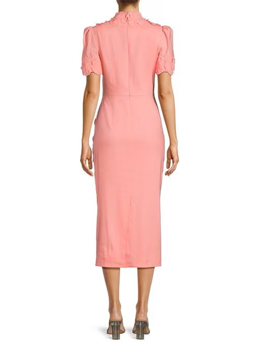 Floral Applique Mock Neck Dress