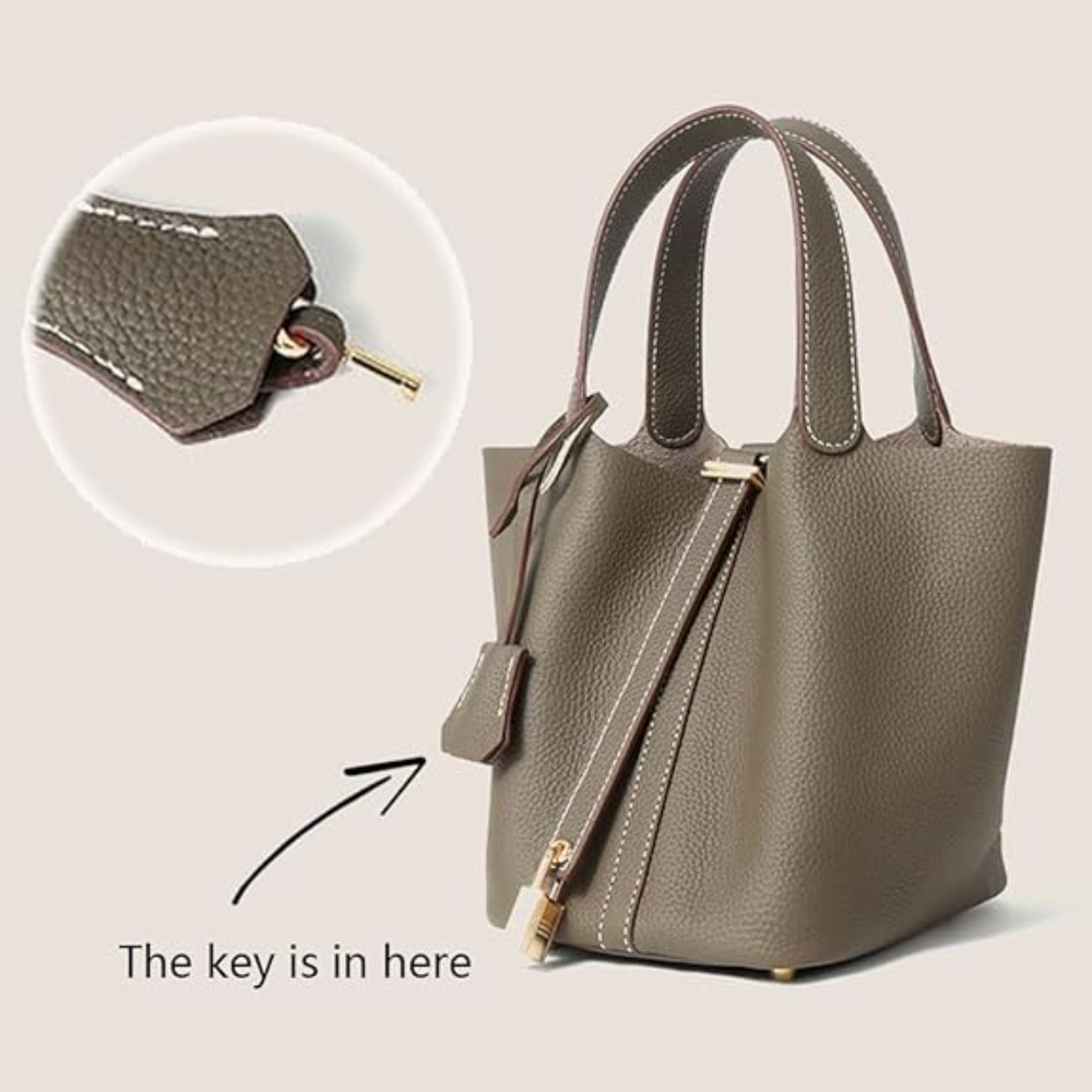 Genuine Leather Bucket Bag
