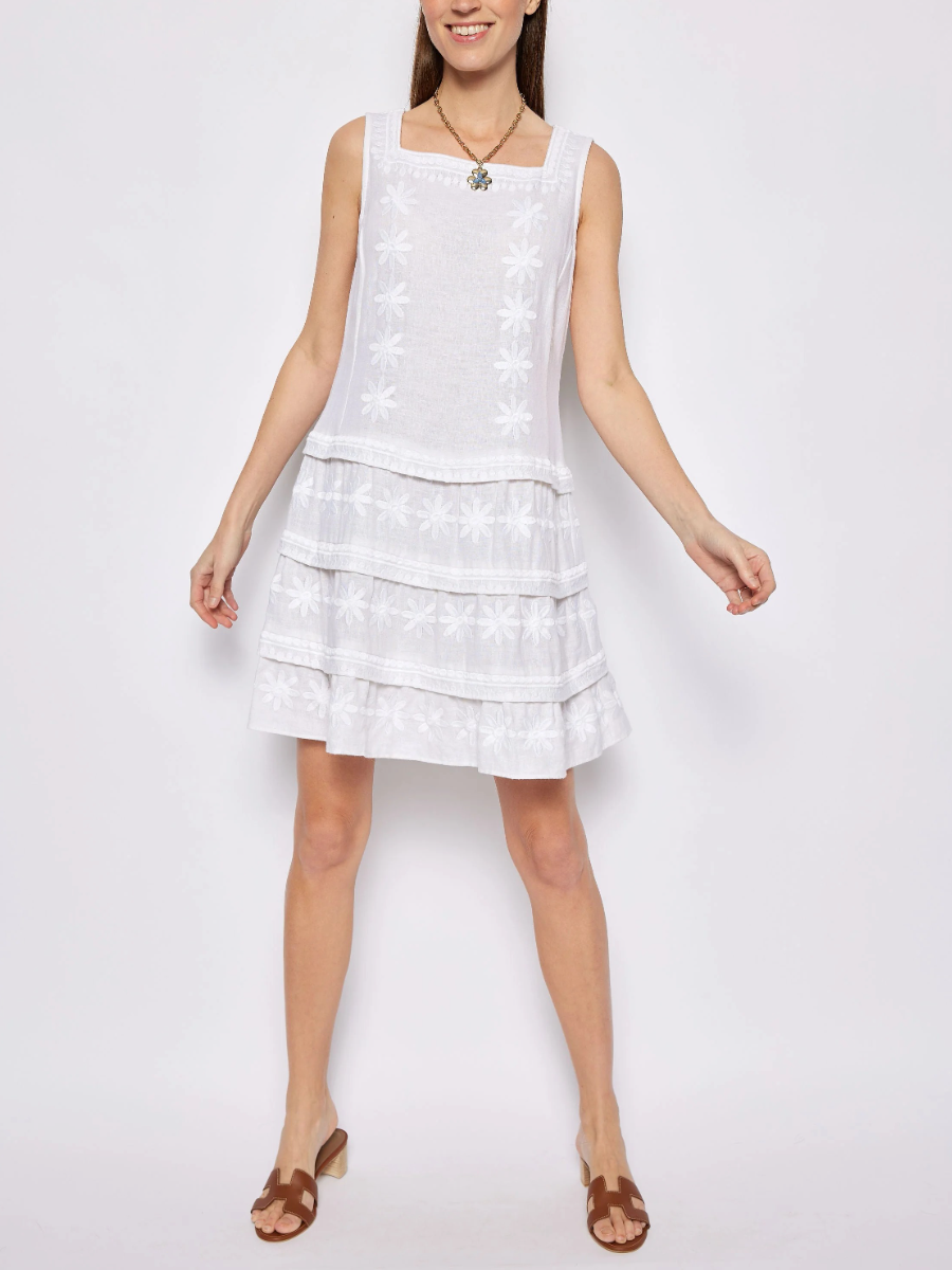 Embroidered Square Neck Dress