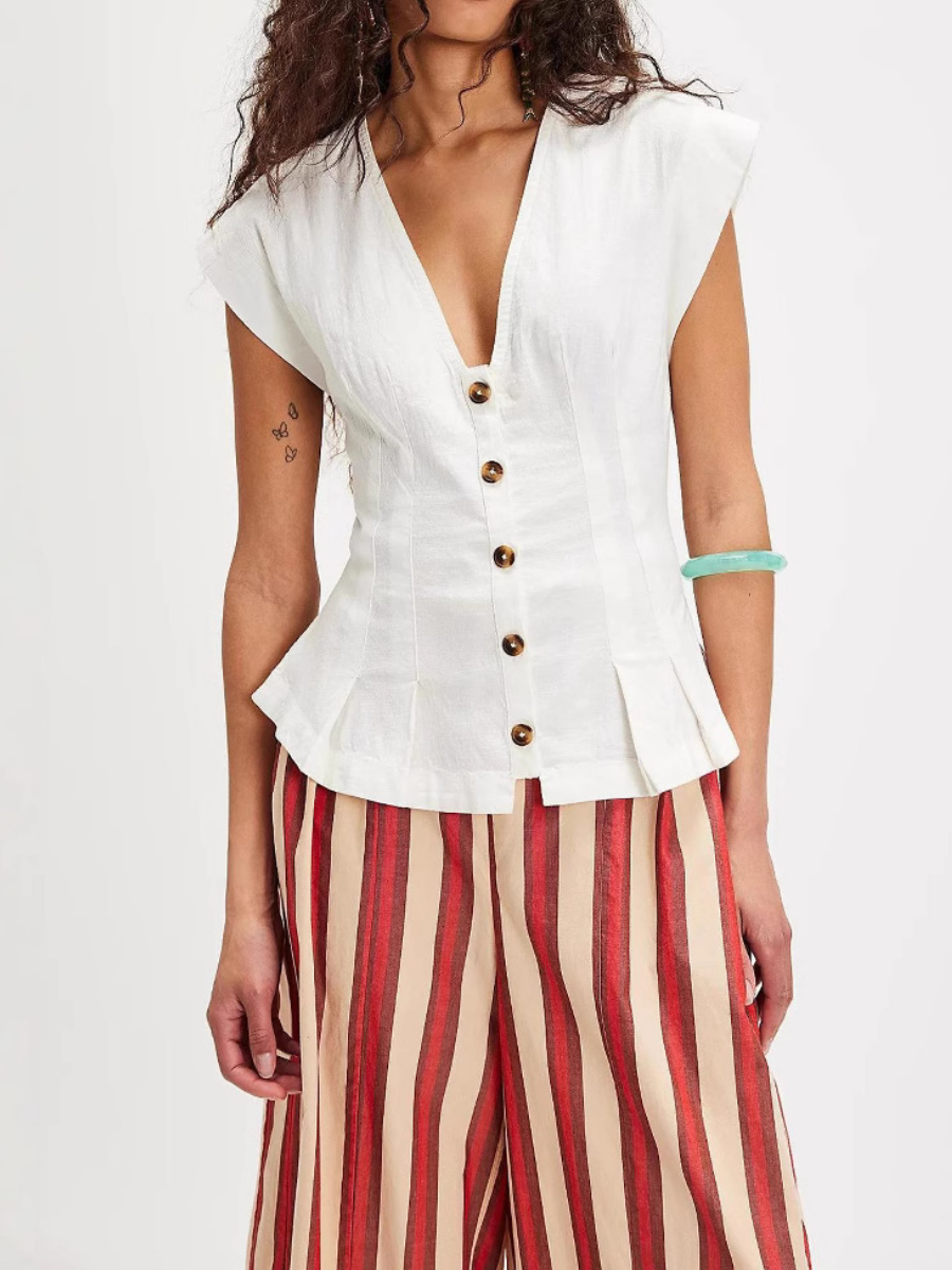 V-Neck Button-up Slim Vest