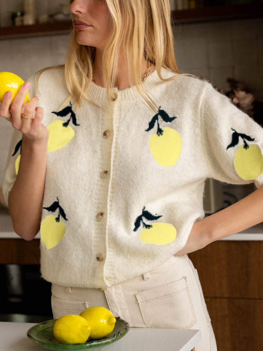 Embroidered Lemon Cardigan