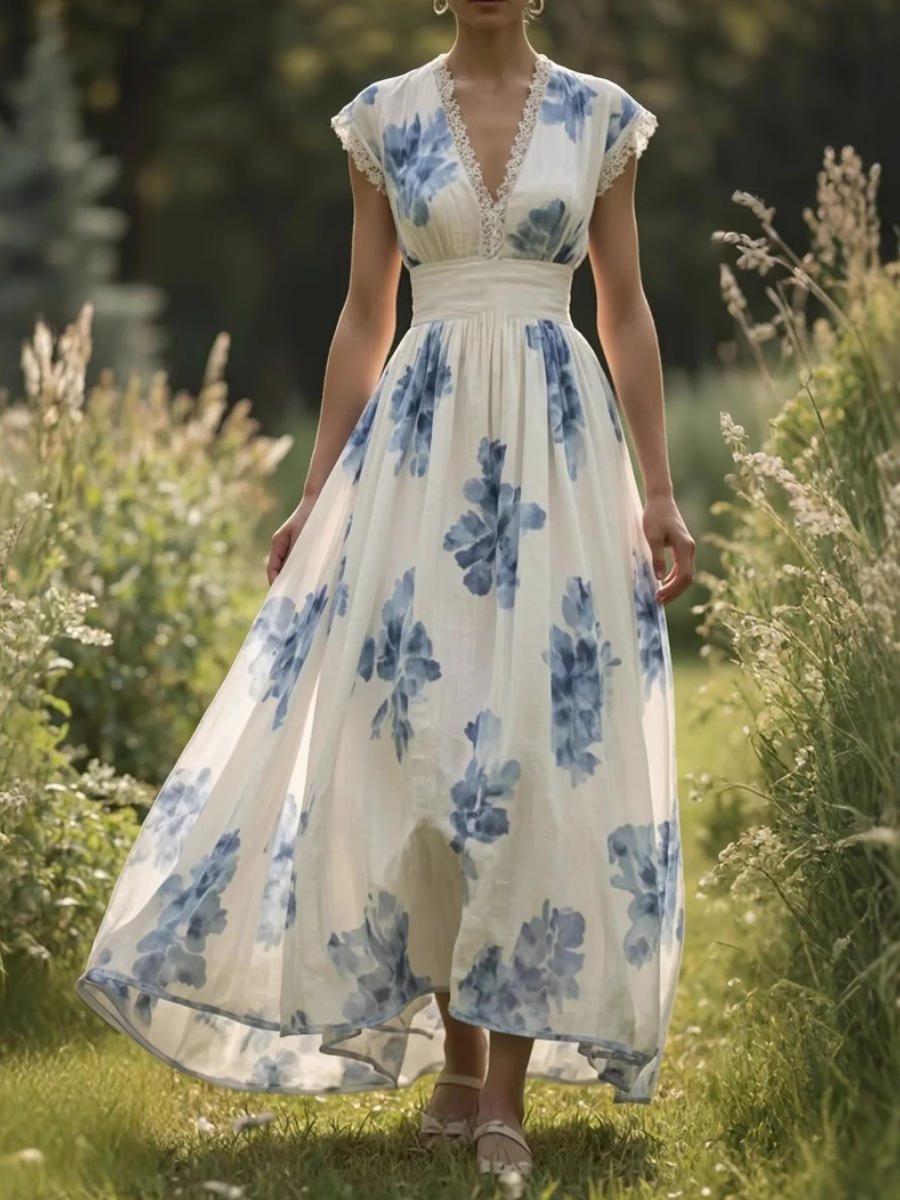 Demure Printed Chiffon Dress