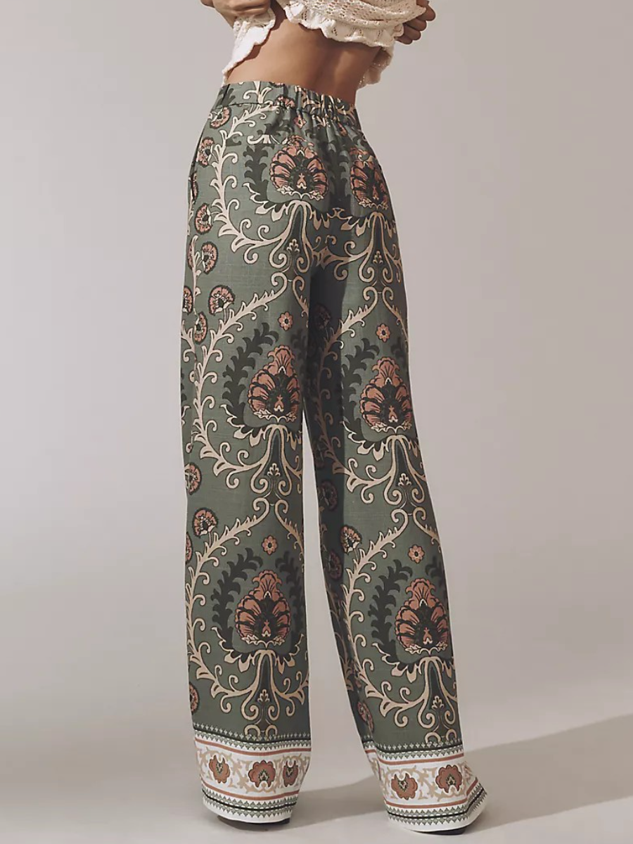 Boho Floral Wide Leg Pants