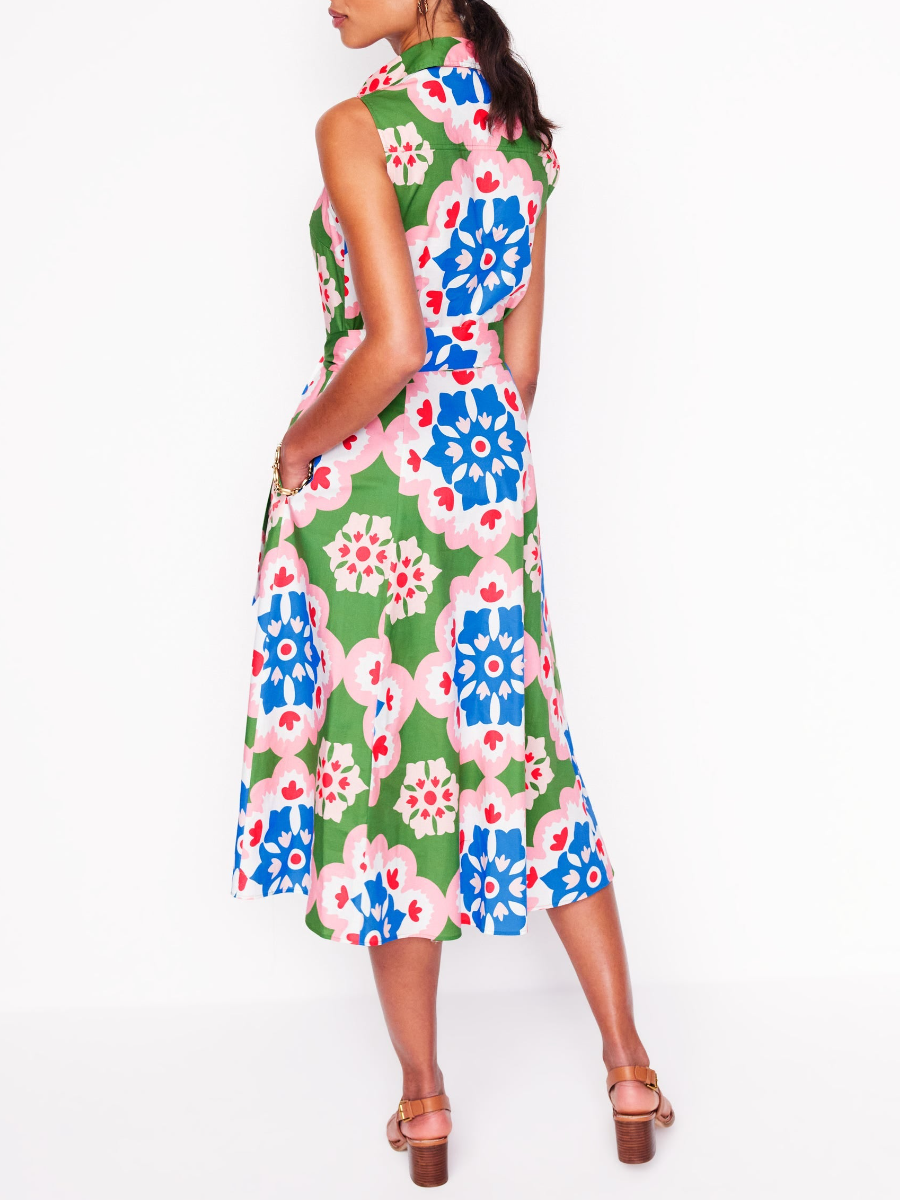 Sweet Colorful Floral Midi Dress