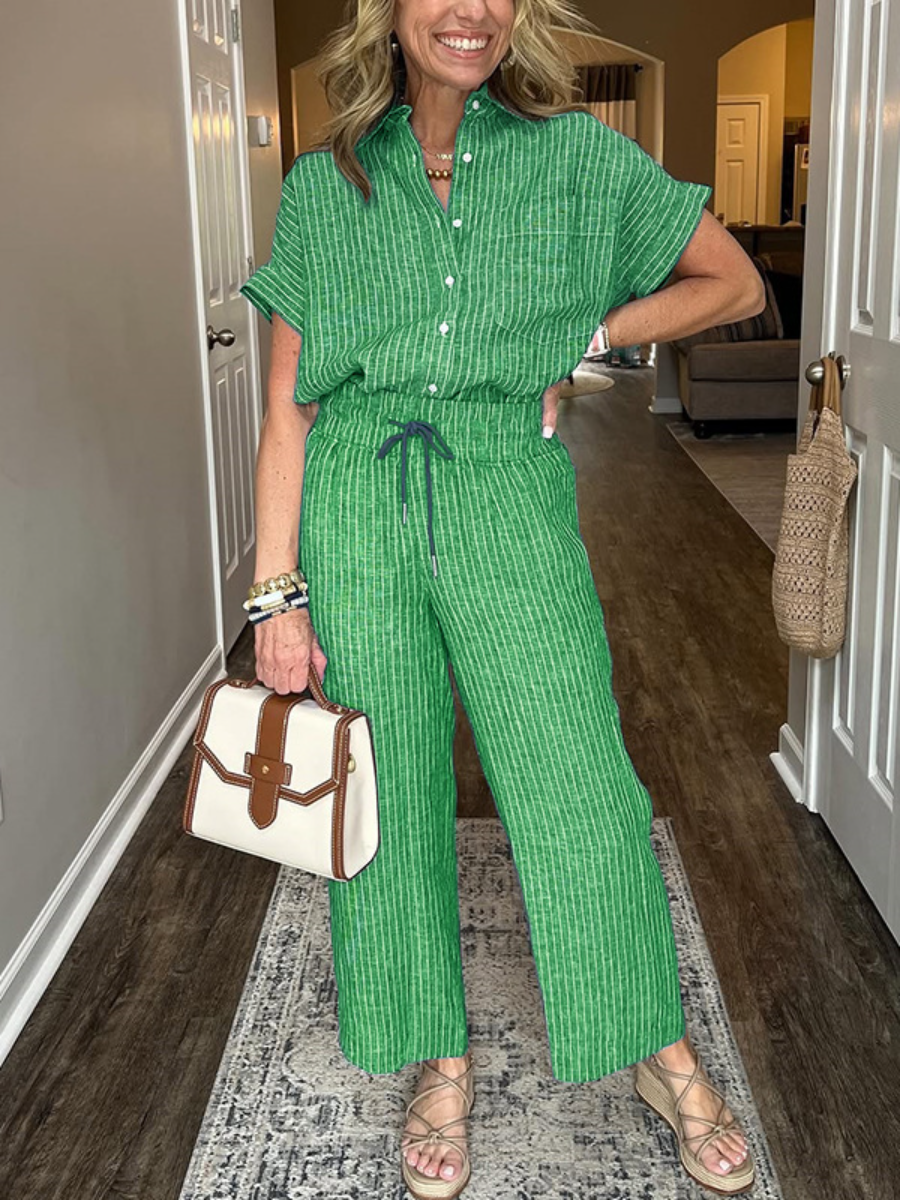 Classic Striped Linen Set