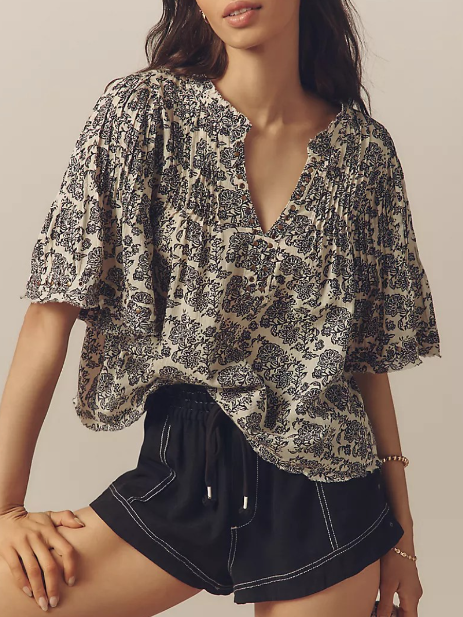 Boho Floral Smocked Top