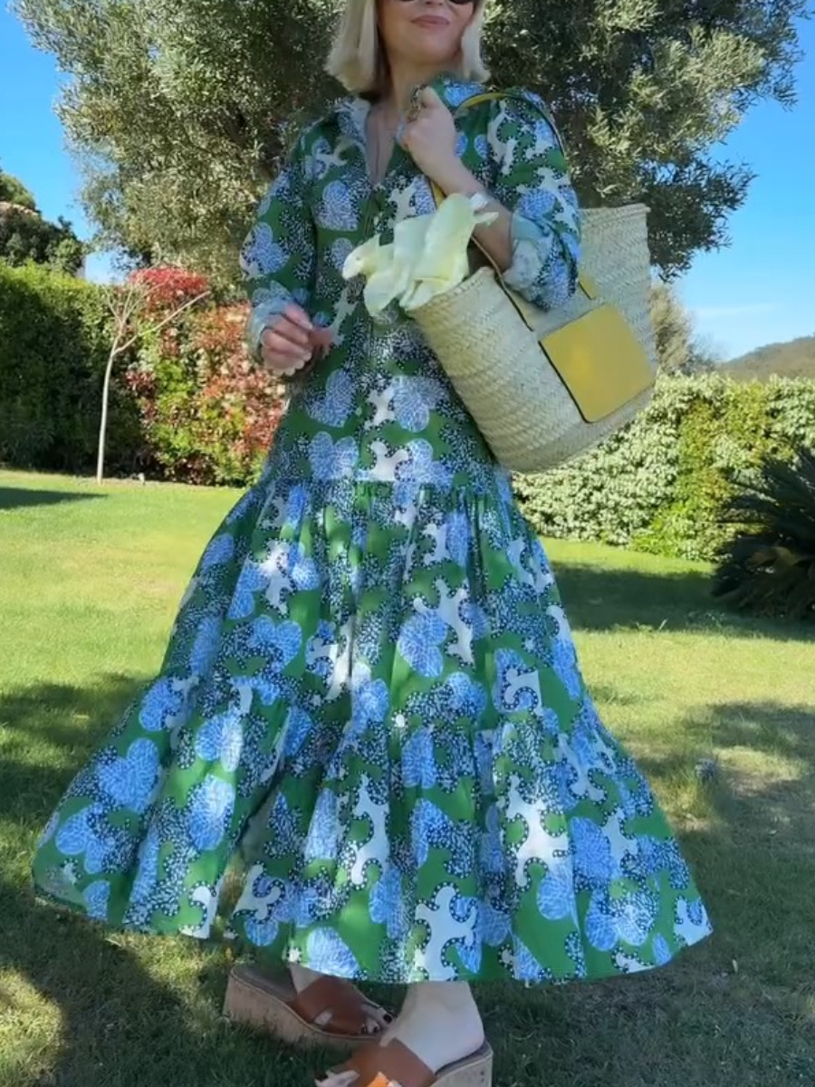 Fashion Print Block Midi Dress