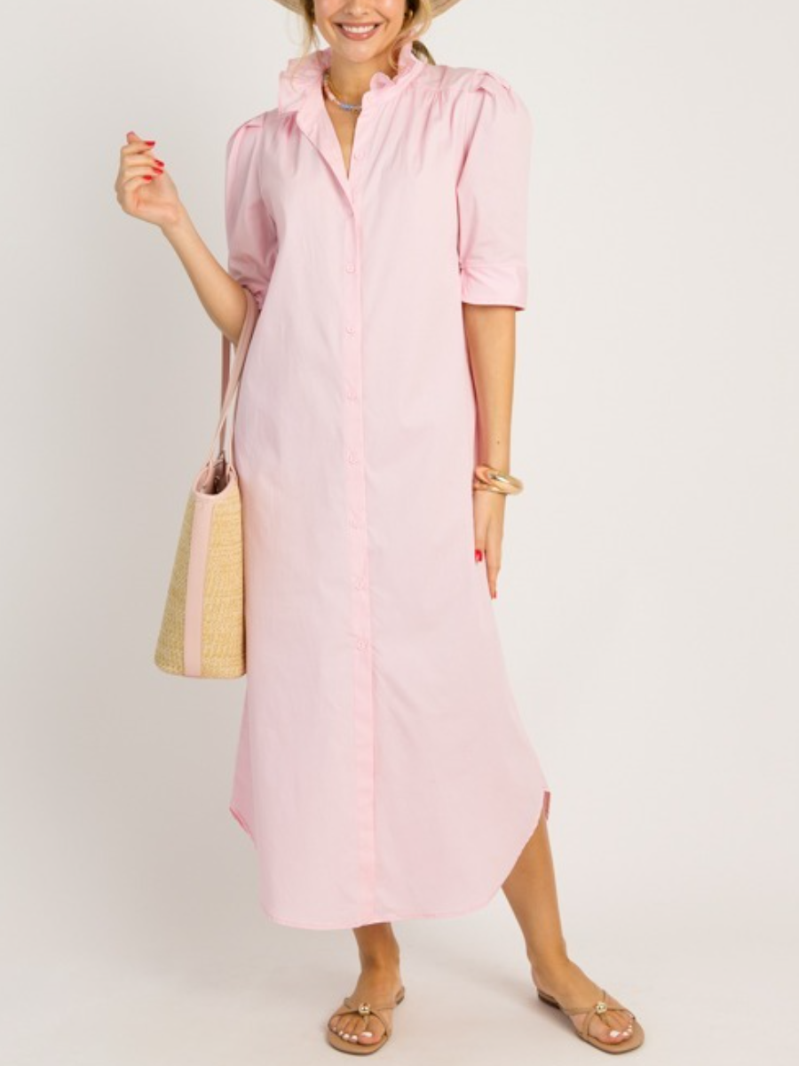 Romantic Puff Sleeve Maxi Shirtdress
