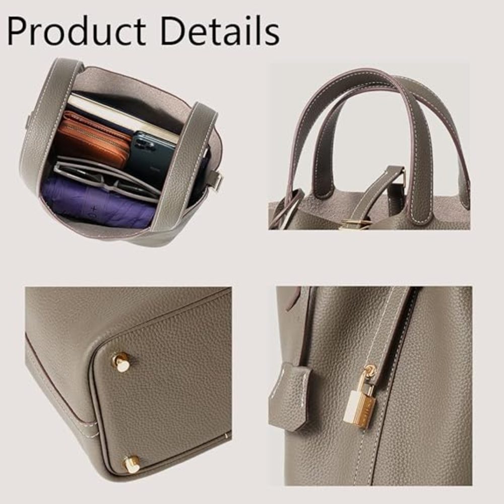 Genuine Leather Bucket Bag