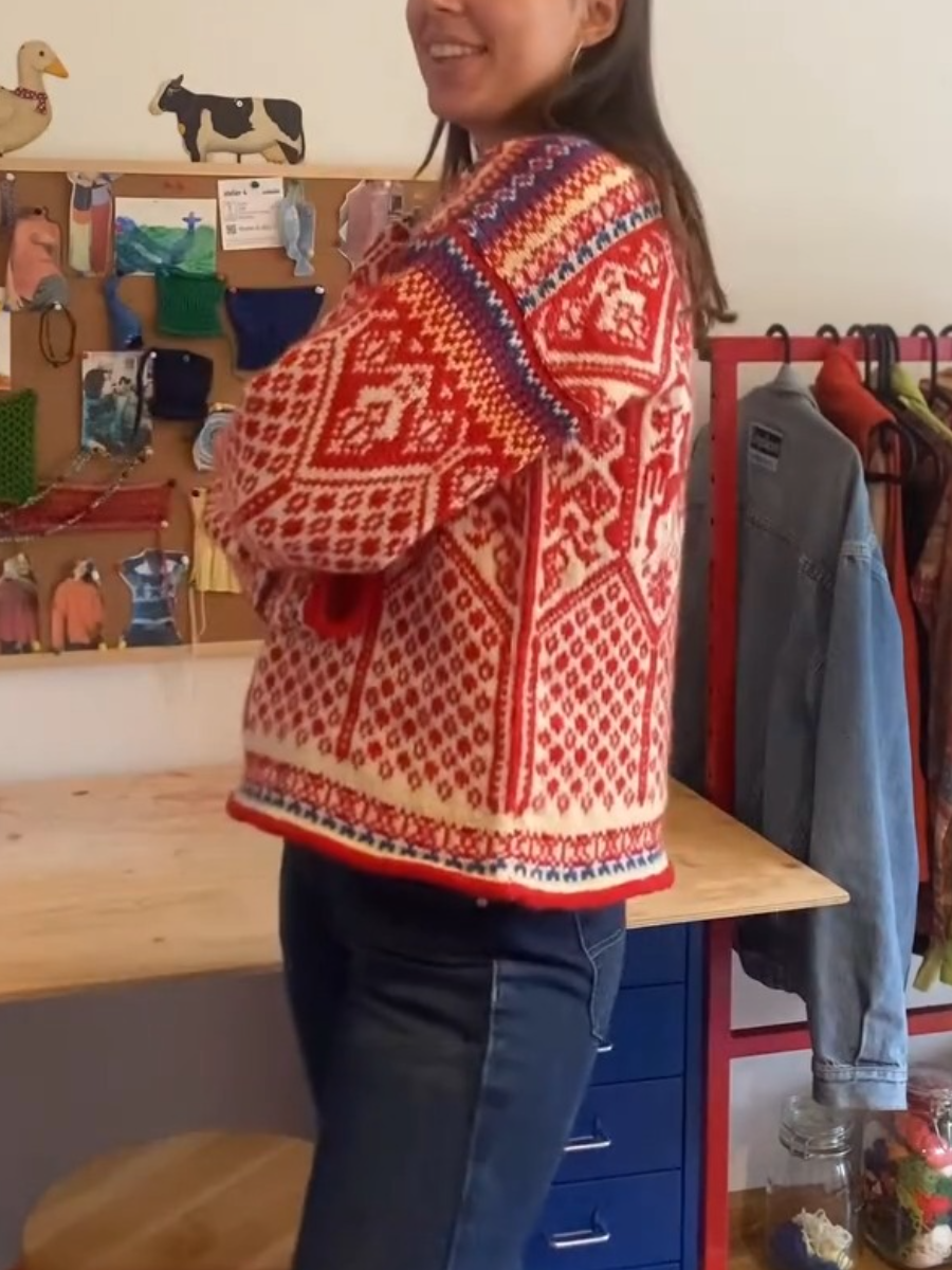 Fair Isle Knit Sweater With Intricate Folk Patterns