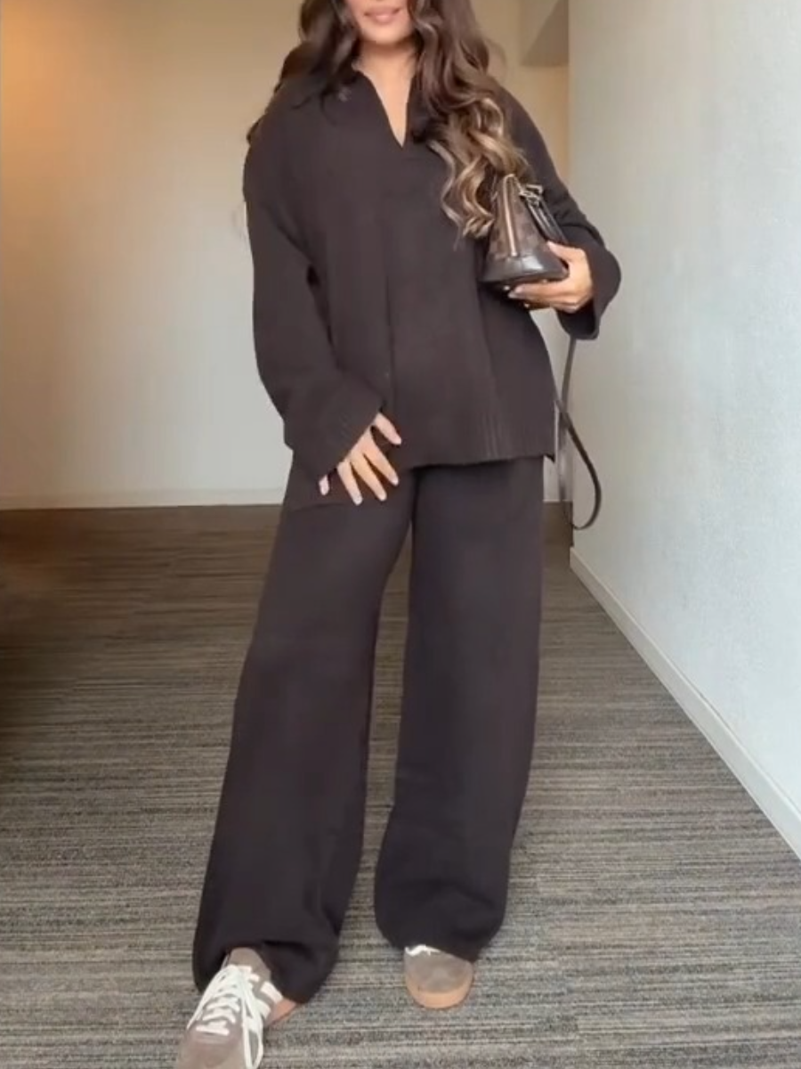 Fine-knit Collared Set