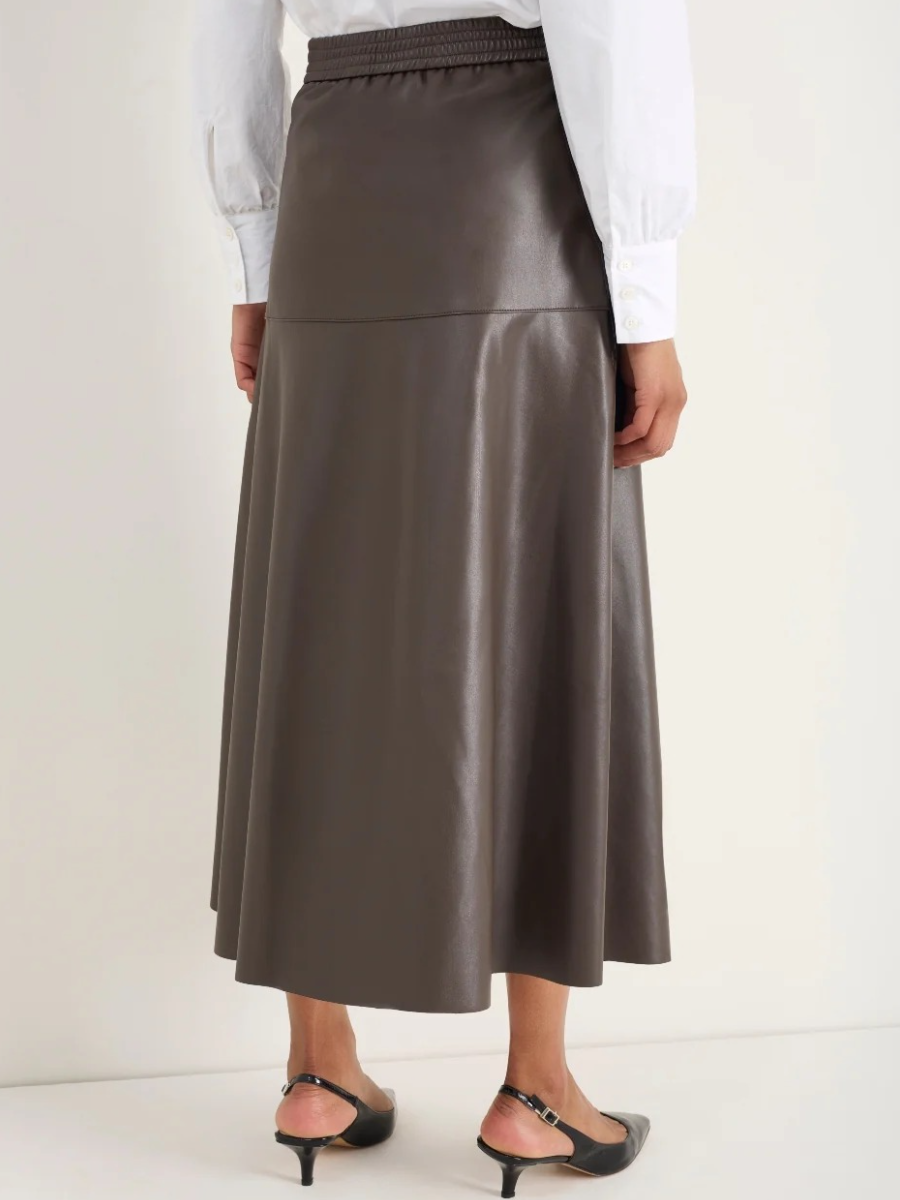 Faux Leather Midi Skirt