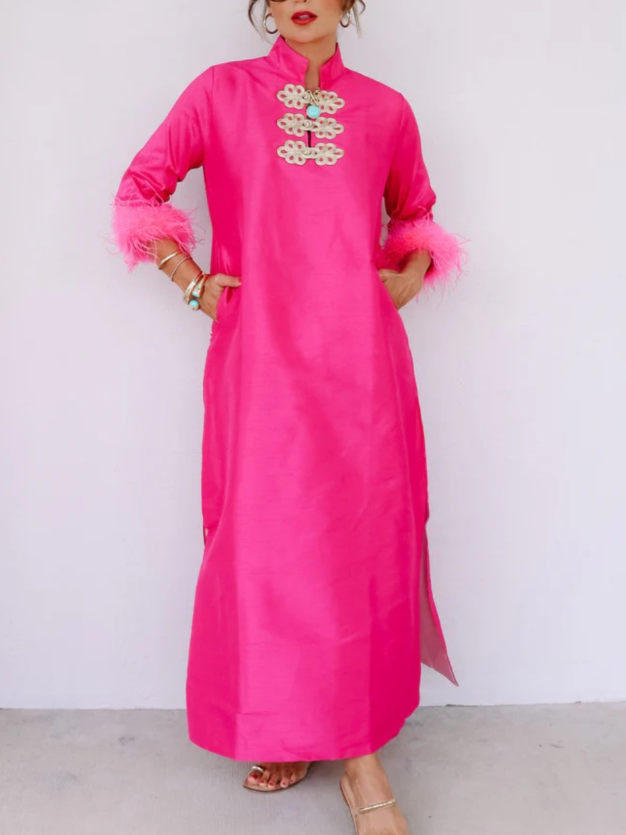 Fashion Buckle Pink Dress