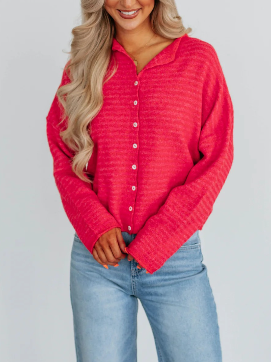 Pink Cherry Stripe Cardigan