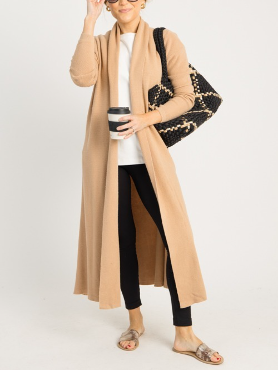 Waffle Knit Long Cardigan