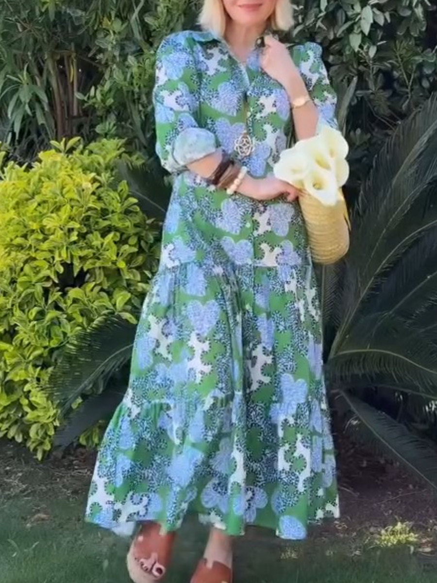 Fashion Print Block Midi Dress