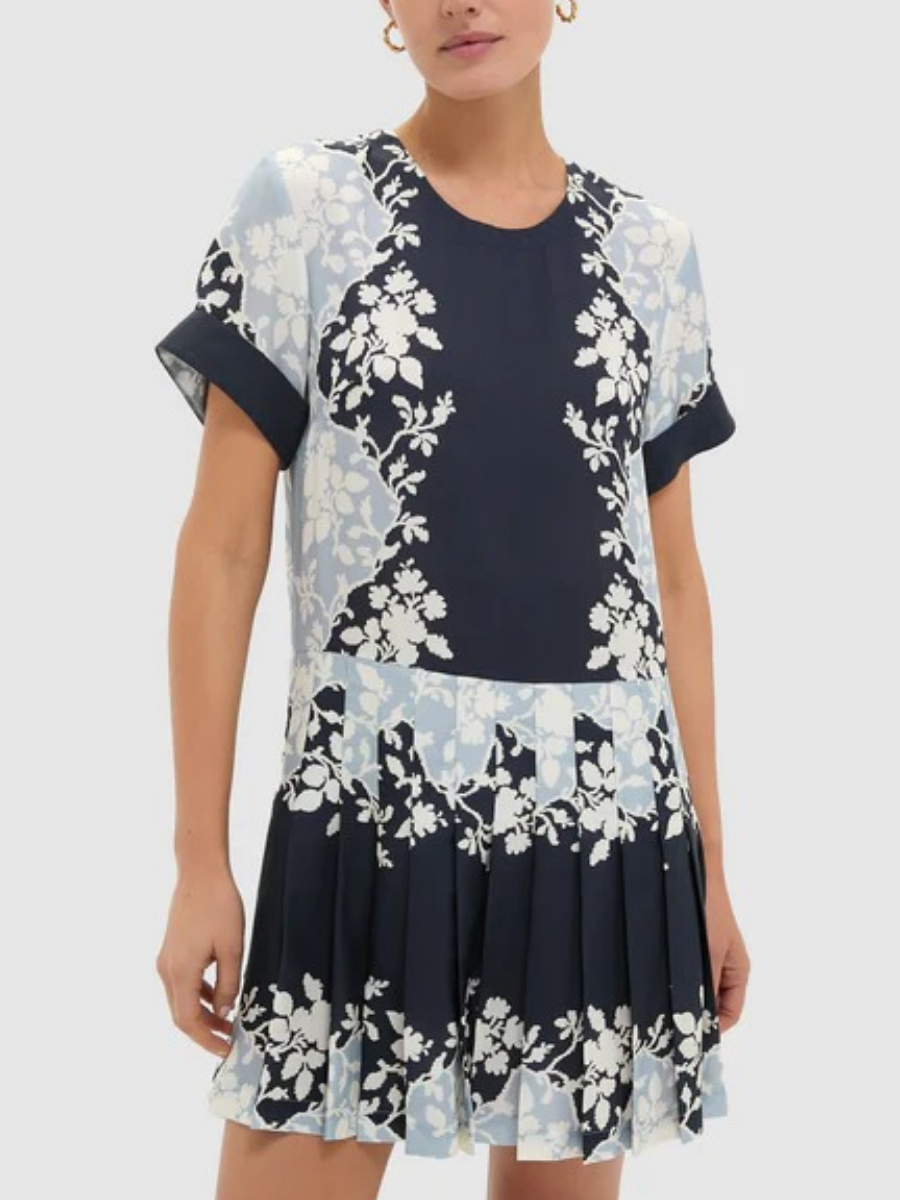 Blue Fog Pleated Liza Dress