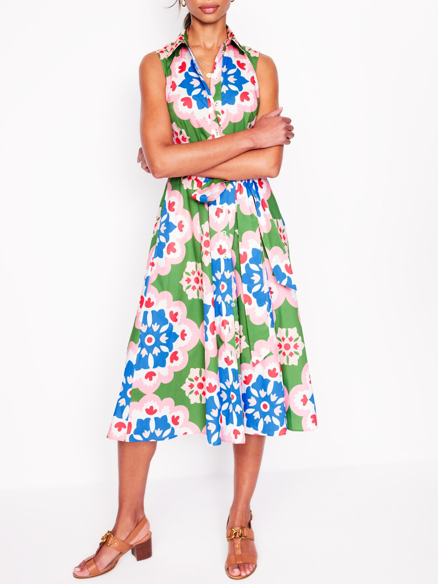 Sweet Colorful Floral Midi Dress