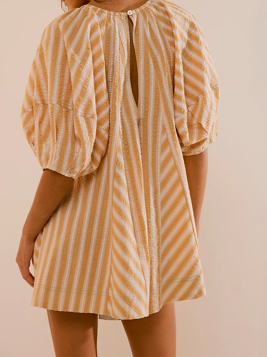 Striped Casual Loose Deep V Wide-leg Romper