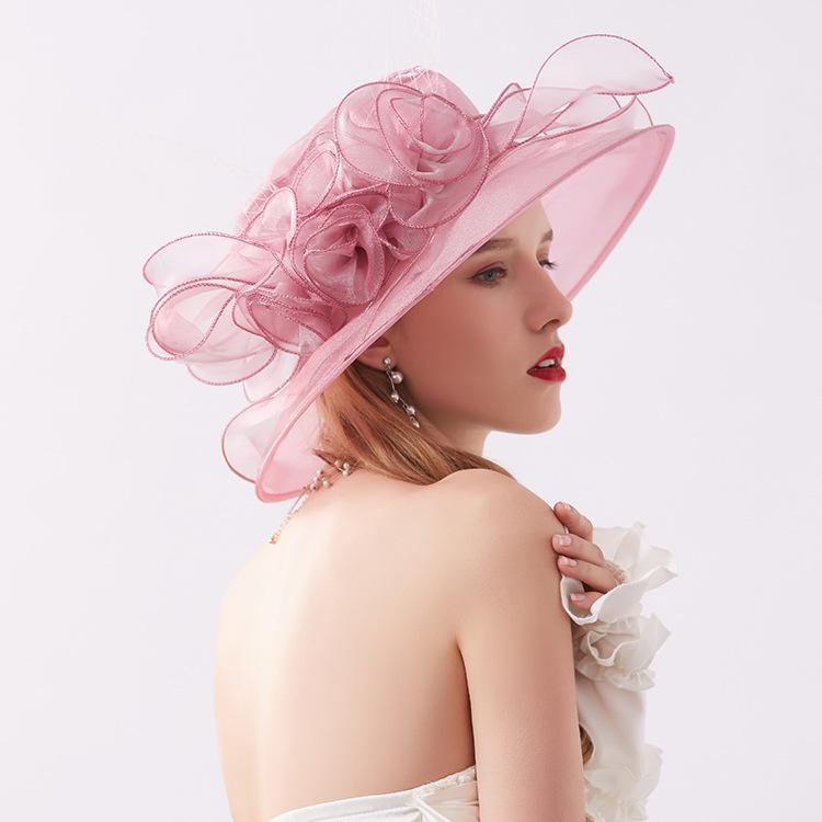 Women's Wide Brim Church Bridal Tea Party Wedding Hat