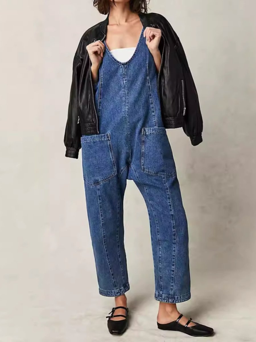 Women's Casual Loose Sleeveless Denim Jumpsuit