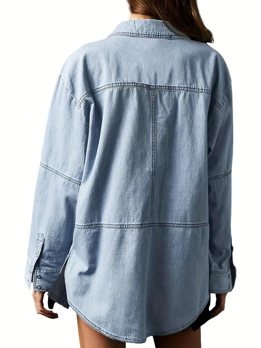 Casual V-Neck Denim Coat