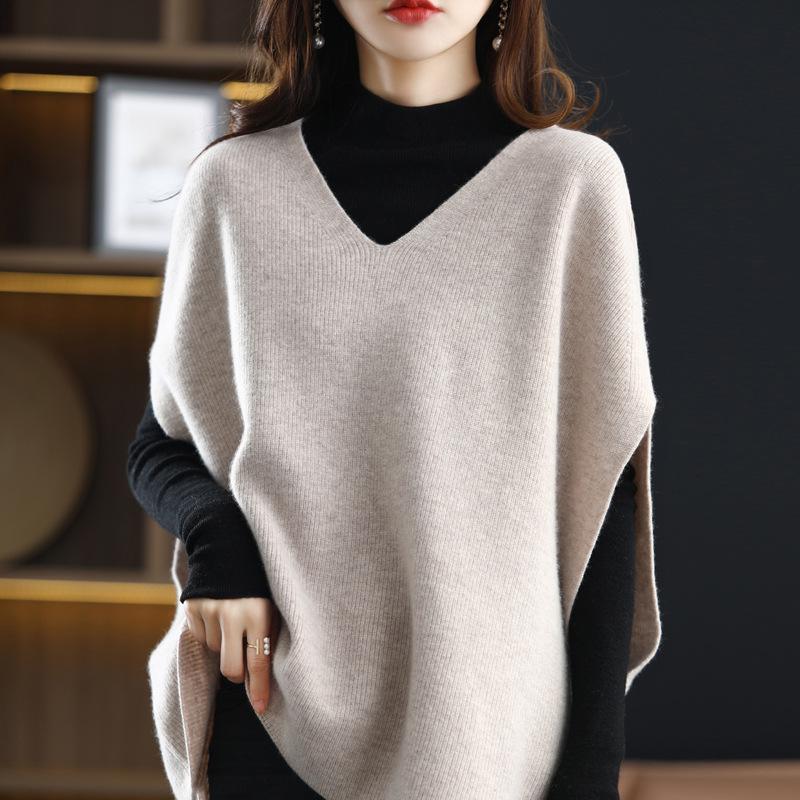 V-neck Bat Sleeve Knitted Vest