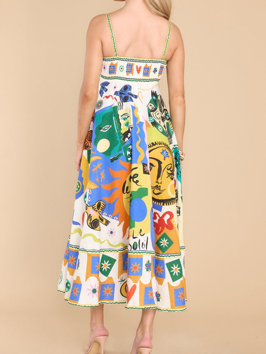 Graffiti Printed Sleeveless Dress