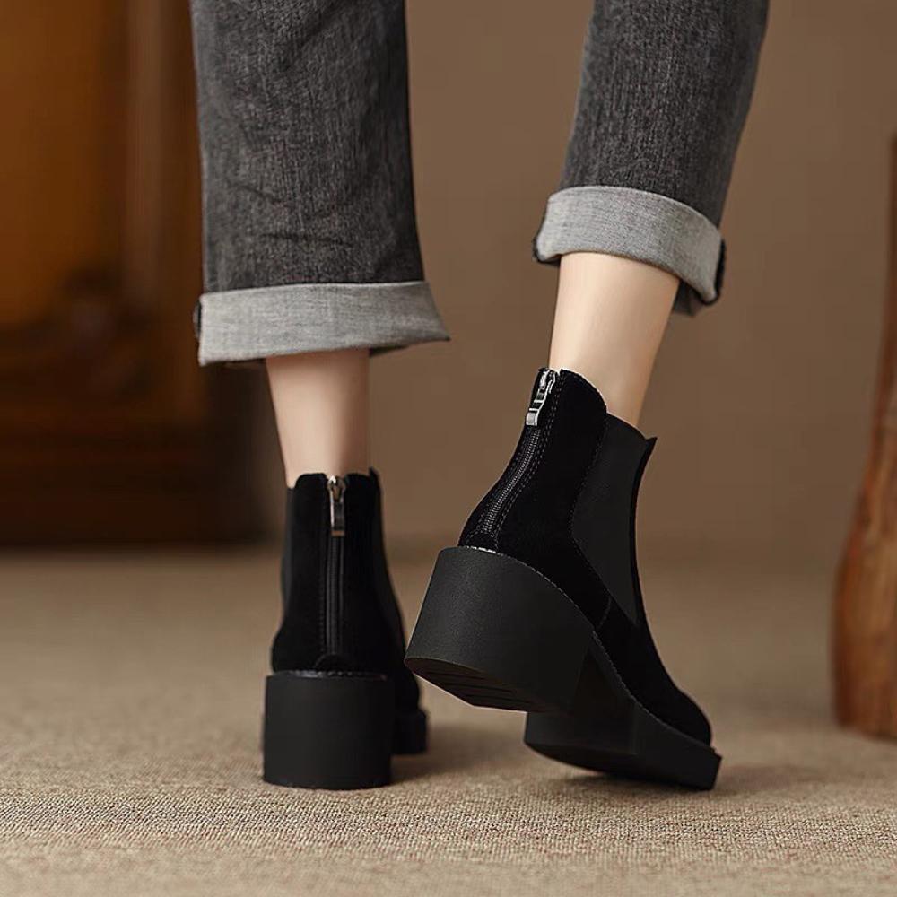 Suede High Heel Chunky Fashion Boots